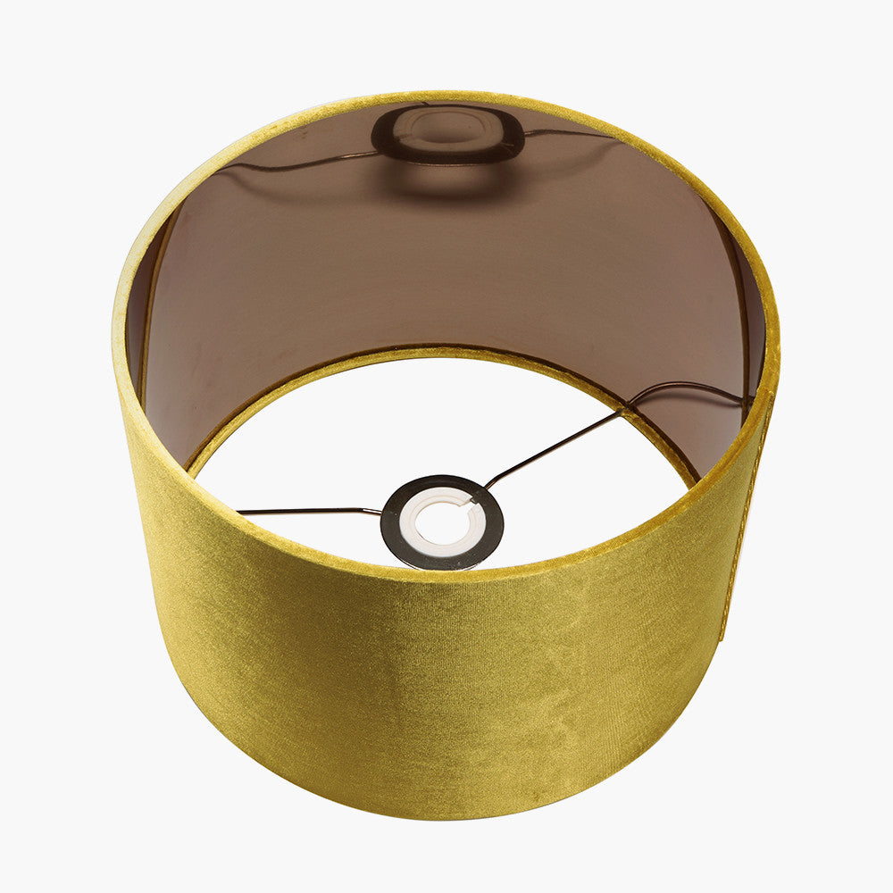 Bow 45cm Mustard Velvet Cylinder Lampshade